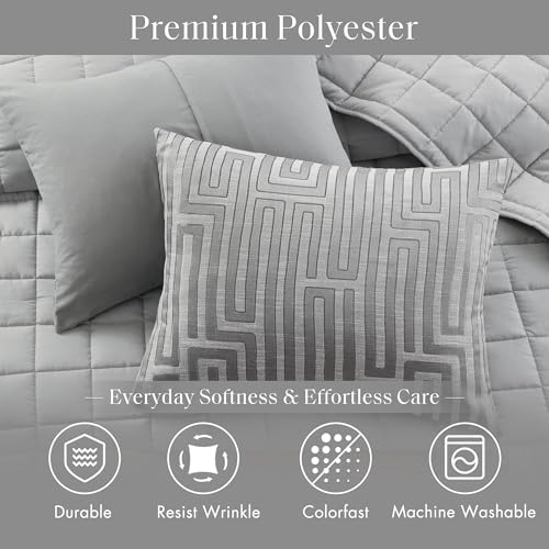 Madison Park Cal King Jacquard Comforter Set Grey 5 Piece