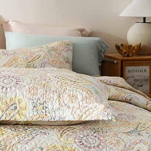 ENASAL Cotton Quilt Set with Reversible Bedspread and Pillowcases