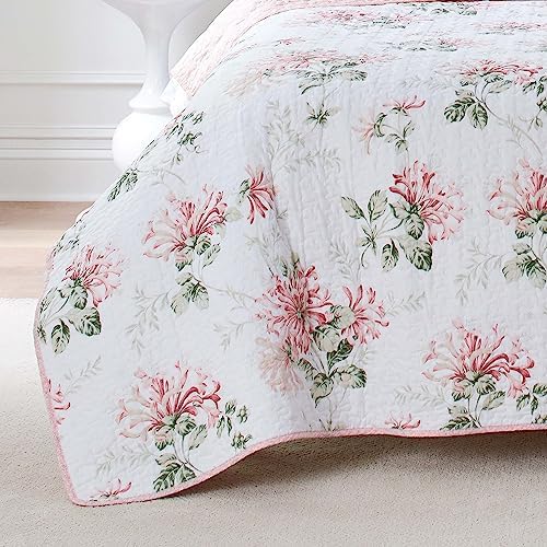 Laura Ashley Queen Quilt Set Honeysuckle Pink