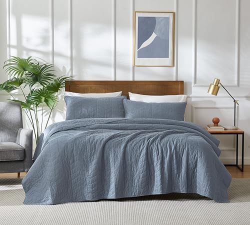 Palassio Blue Cotton Quilt Set King Size with Pillow Shams