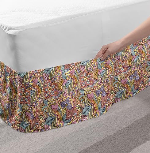 Lunarable Psychedelic Bedskirt - Multicolor Abstract Design