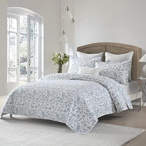 KALOOLA Summer Cotton Blue Floral King Quilt Set