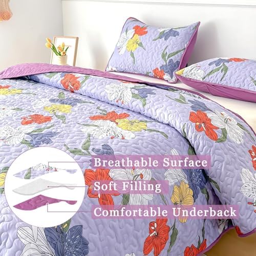 Heymybed Floral Quilt Set Queen Size 3 Piece