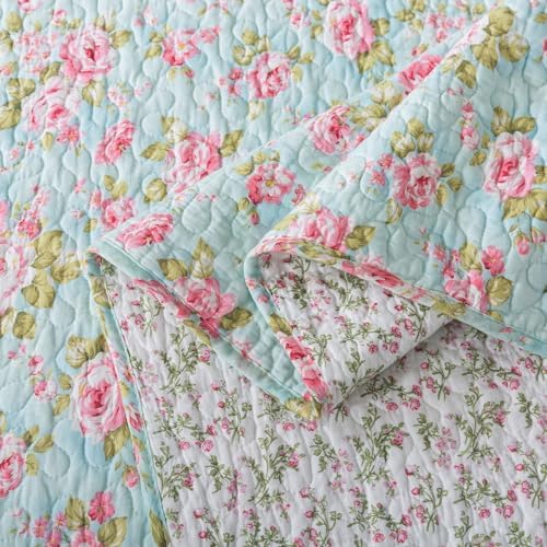 Brandream 3-Piece Shabby Chic Floral Quilt Set