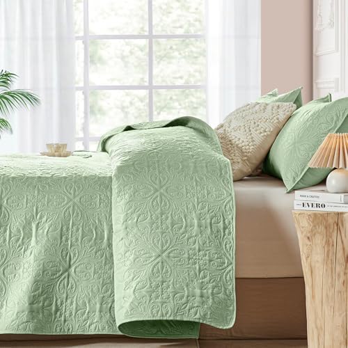 Akkialla Twin Quilt Bedding Set Light Green