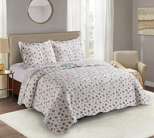 Brilliant Sunshine Pink Blue Patchwork Quilt Set