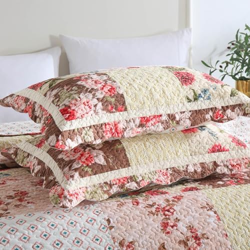 Travan Luxury Rose Patchwork Quilt Set Queen