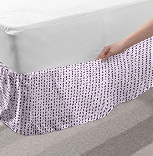 Lunarable Purple Bedskirt with Raindrops Design