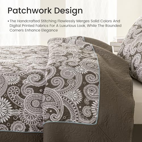 Sophia William Khaki Patchwork Quilt Set