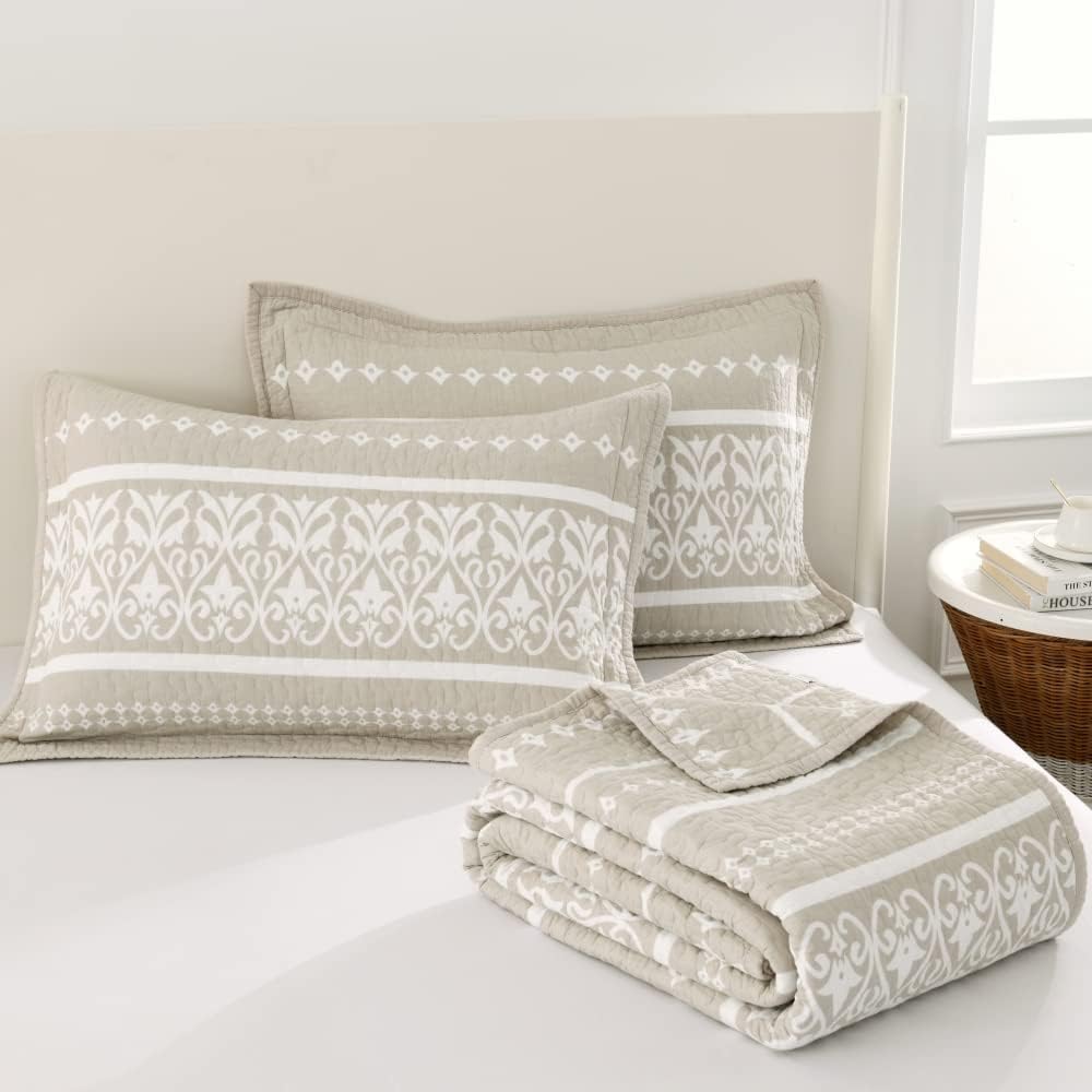 Qiqiong Queen Size Cotton Boho Quilt Bedding Set