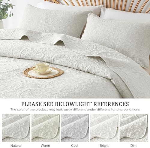 WURUIBO Cream White Quilt Set Queen Size 1