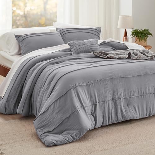Bedsure Full Comforter Set - 4 Piece Grey Boho Bedding 1