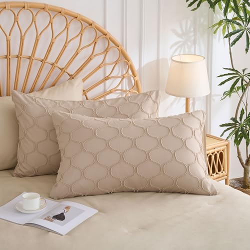KAKKI Queen Beige Comforter Set - 3 Piece Boho Bedding