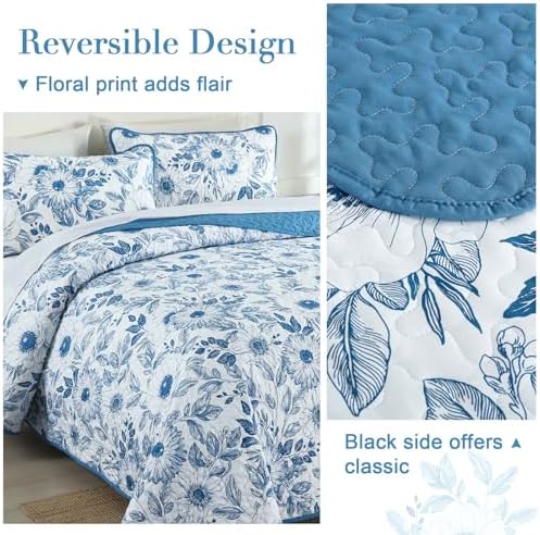 Drucon King Size Floral Quilt Set 3 Pieces