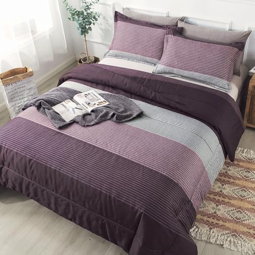 Andency Stripe Comforter Set Queen Size 3 Piece