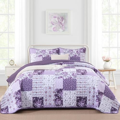 Anibedding 3 Piece Floral Quilt Set Queen Size