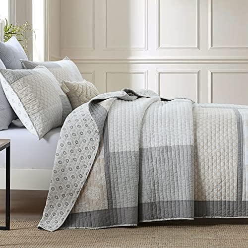 PANGUSHAN Queen Quilt Set 3 Pieces 100 Cotton Reversible Patchwork Quilt