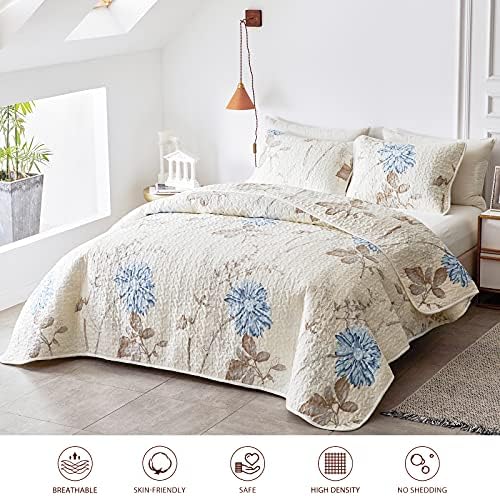Joyreap 3-Piece Microfiber Quilt Set with Reversible Flower Design