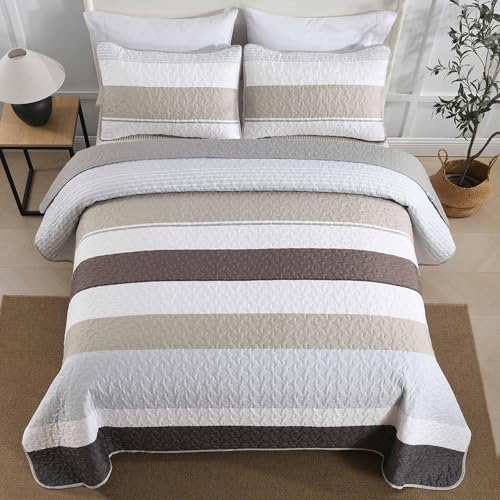 Dinjoy Grey King Size Quilt Set with 3 Pieces