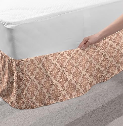 Lunarable Abstract Elastic Bed Skirt Pale Peach Almond