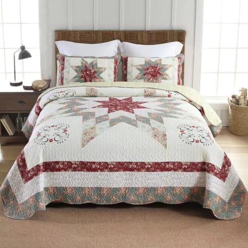 Cotton Bedspread Quilt Set 3 Piece Reversible King Size