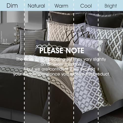 LANCO California King Comforter Set Black 10 Piece 1