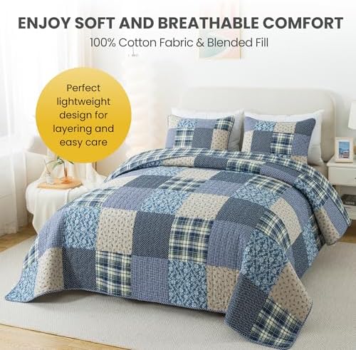 SLPR Blue Symphony Cotton Quilt Set Queen with 2 Shams