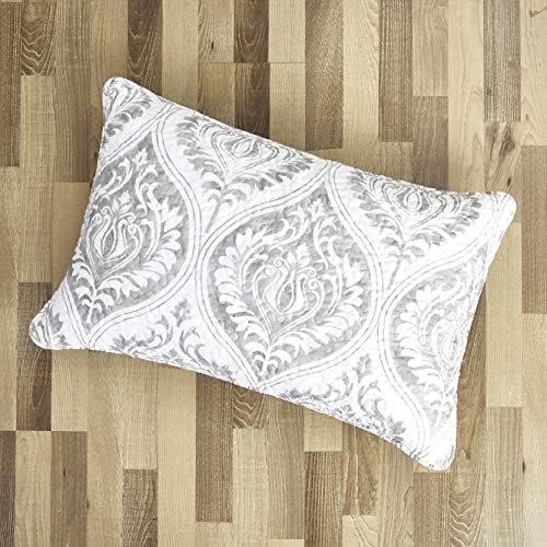 Tache Gray White Ogee Damask Quilt Set - 3 Piece California King