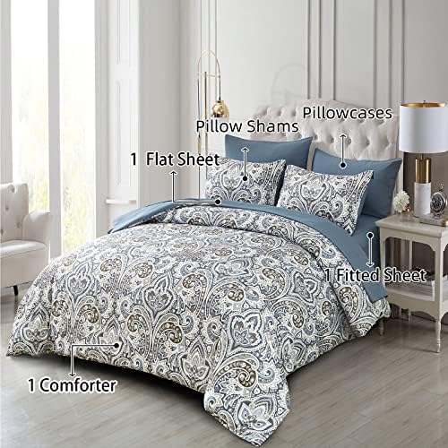 Drucon Blue Paisley 7-Piece Comforter Set