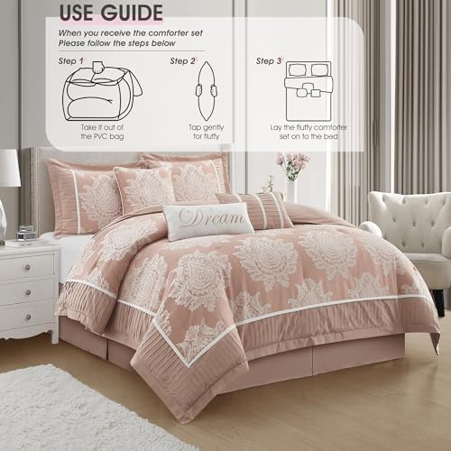 Blush California King Comforter Set 7 Pieces