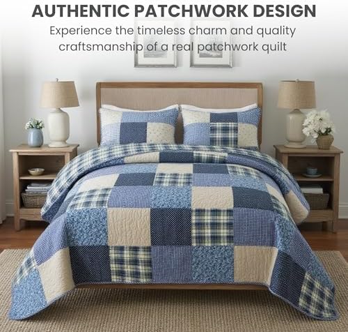 SLPR Blue Symphony Cotton Quilt Set Queen with 2 Shams