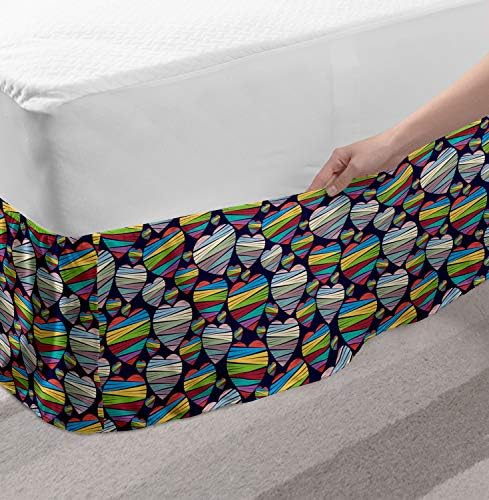 Lunarable Valentines Day Bedskirt - Indigo Multicolor