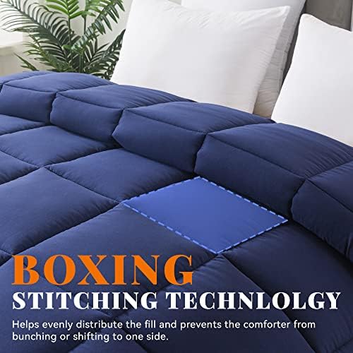Kanak Bedding 100 Egyptian Cotton Comforter Set 3 Pieces Navy BlueGrey