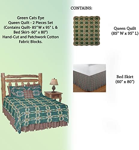 Patch Magic Green Cats Eye Queen Quilt Set