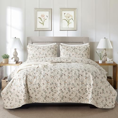 TISPLR Floral Queen Size 3 Piece Bedspread Set
