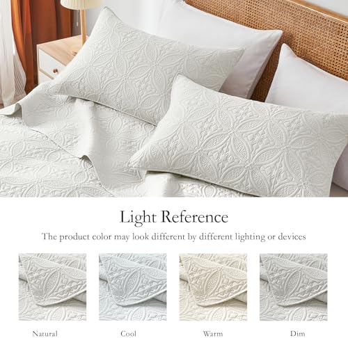 WURUIBO KingCal King Quilt Set Cream White
