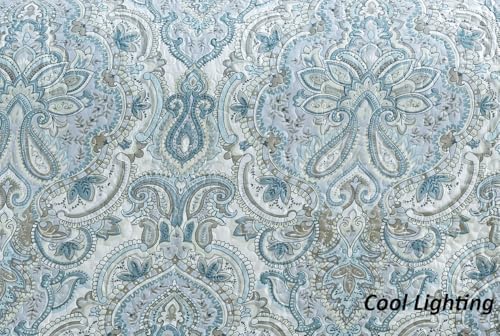 Grand Linen King Quilt Set with Paisley Design