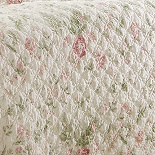 Laura Ashley Queen Quilt Set - Reversible Cotton Bedding with Shams
