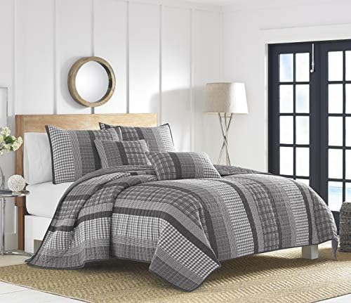 Nautica 100 Cotton Reversible Quilt Set 3-Piece Grey