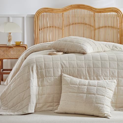 WARMDERN Linen Cotton Quilt Set King Size