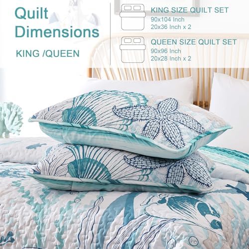 Coastal Quilts King Size 3 Piece Bedding Set