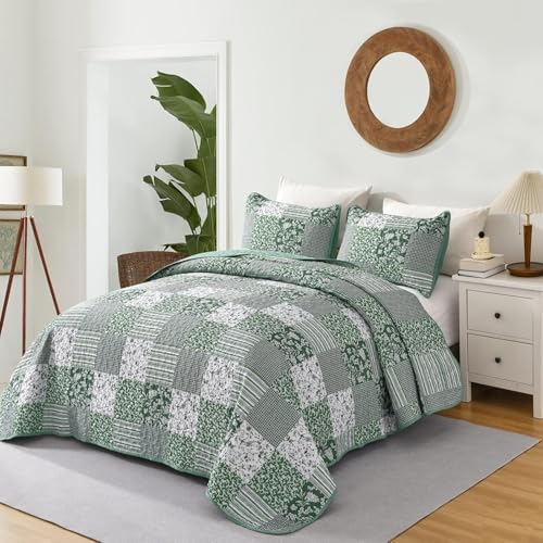 Mybedsoul Green Quilt Set Full Size 3 Pieces