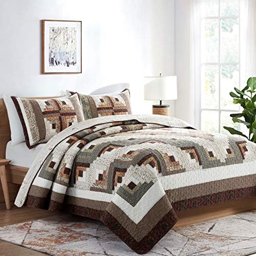 LIRISDOM King Size Quilt 3 Piece Patchwork Bedding Set