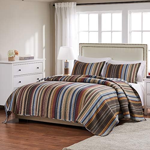 Greenland Home Barefoot Bungalow Durango Quilt Set FullQueen Natural 3-Piece