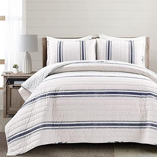 Lush Decor Farmhouse Stripe Reversible Quilt Set - KingCalifornia King