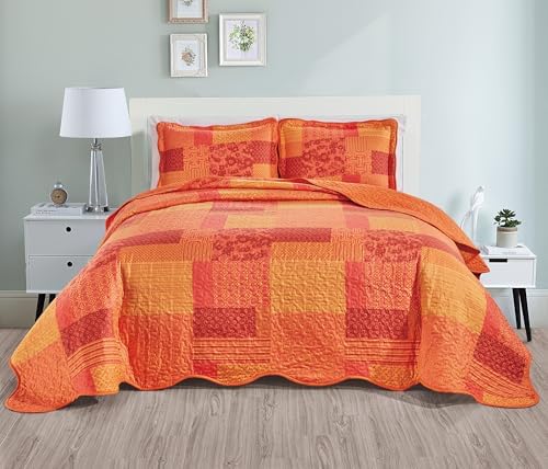 Grand Linen 3-Piece Quilt Set Wave Edged Full Size