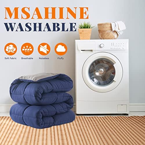 Kanak Bedding 100 Egyptian Cotton Comforter Set 3 Pieces Navy BlueGrey