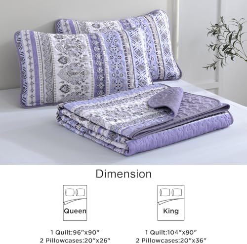 Goodidea Lilac Boho Quilt Set King Size 3 Piece