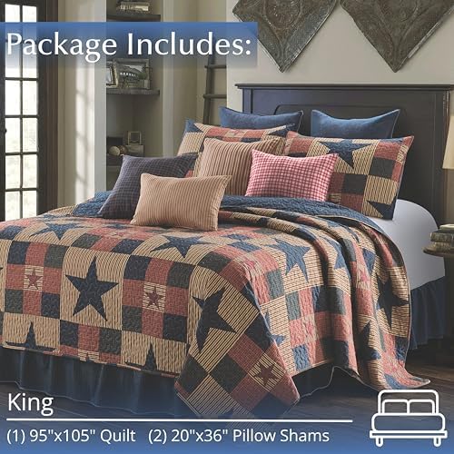 Virah Bella 3 Piece King Cabin Quilt Set - Mountain Cabin Blue