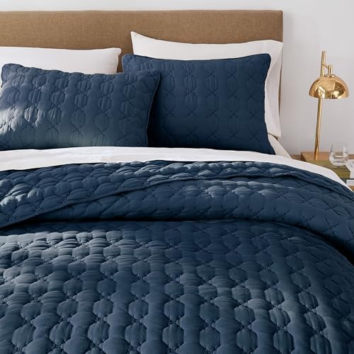 HomeSerene Navy Blue Cal King Quilt Set 1